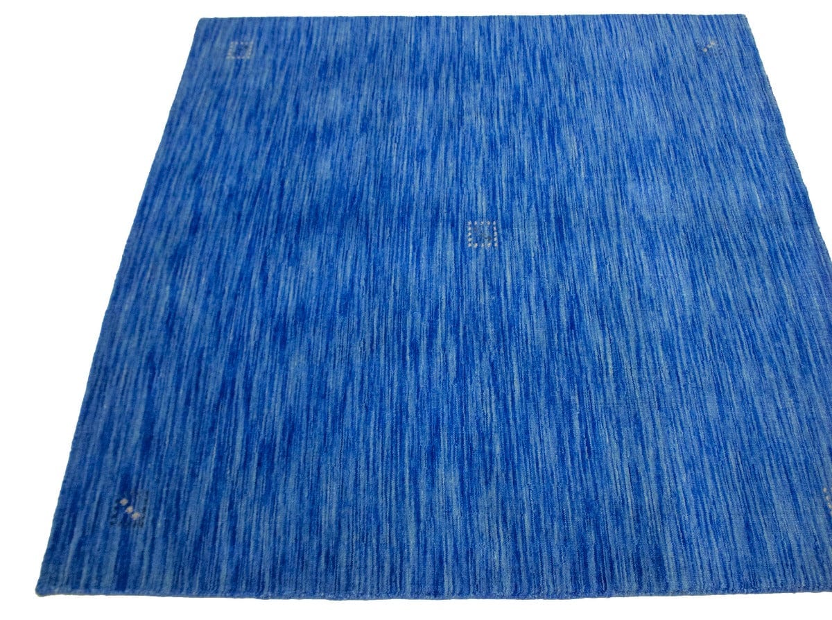 Solid Blue 5X5 Oriental Modern Square Rug