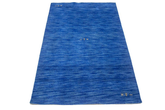 Solid Blue 4X6 Oriental Modern Rug