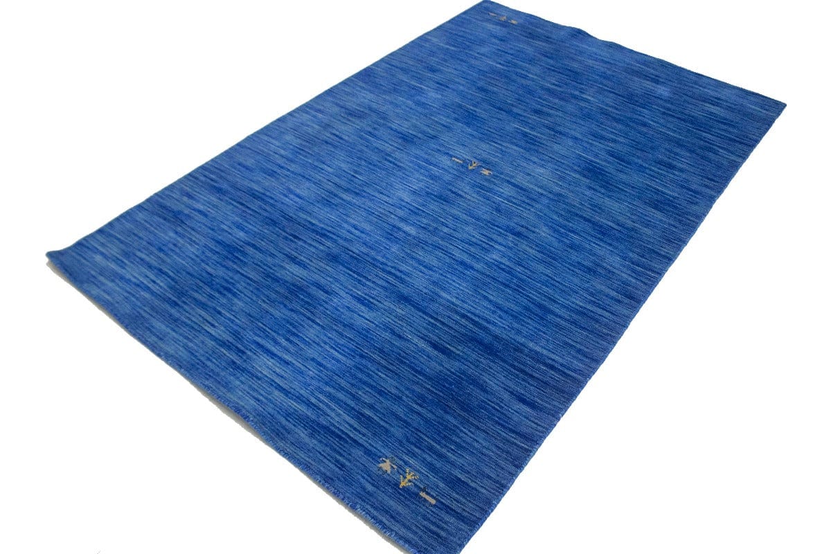 Solid Blue 4X6 Oriental Modern Rug