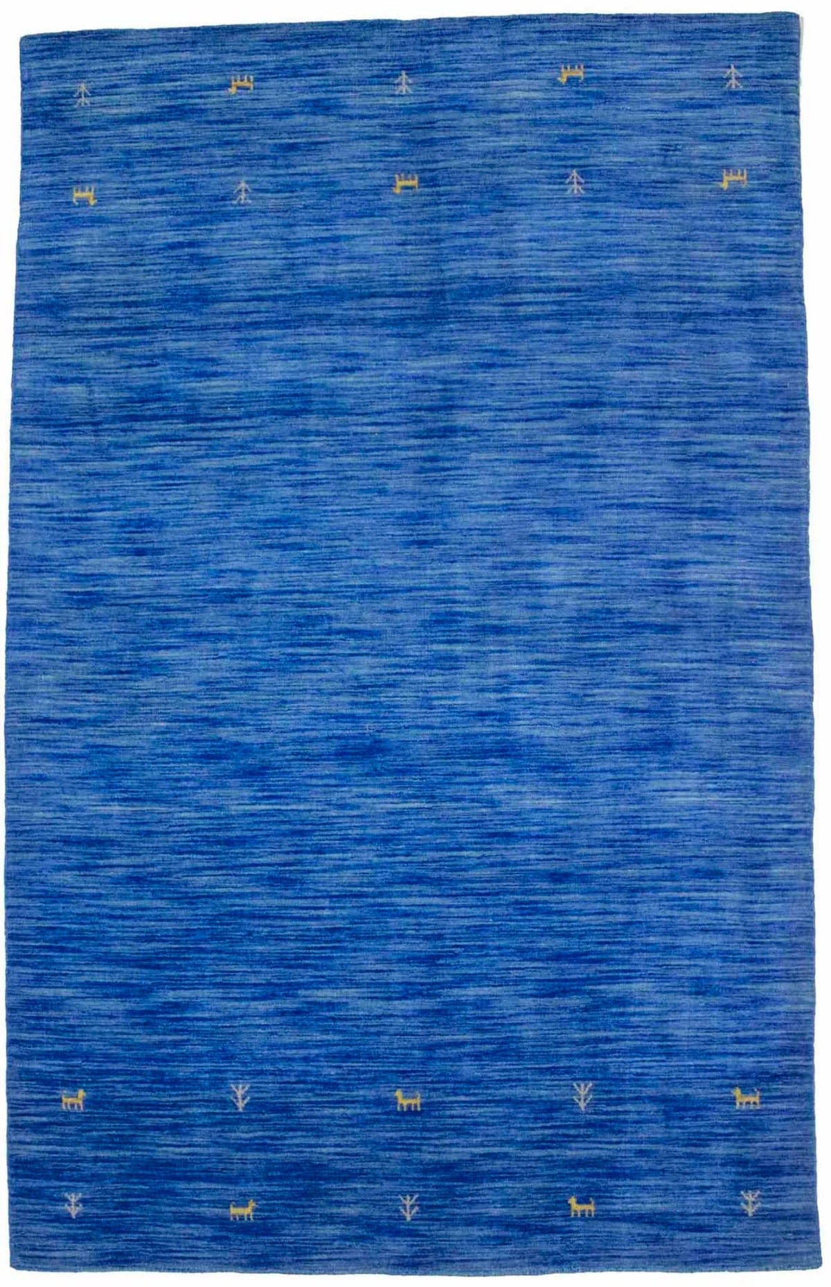 Solid Blue 4X6 Oriental Modern Rug