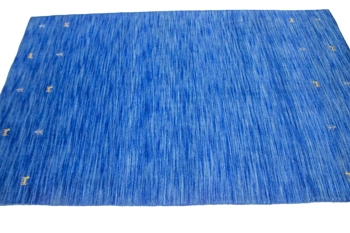 Solid Blue 4X6 Oriental Modern Rug