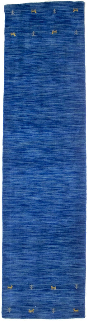 Solid Blue 3X10 Oriental Modern Runner Rug