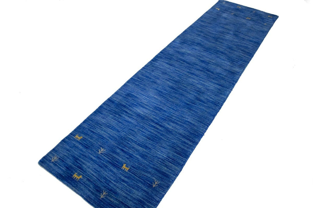 Solid Blue 3X10 Oriental Modern Runner Rug