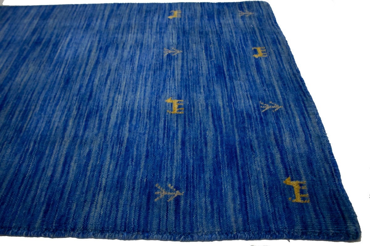 Solid Blue 3X10 Oriental Modern Runner Rug