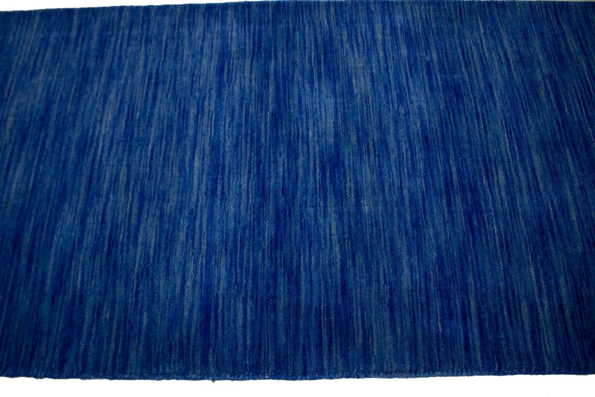 Solid Blue 3X12 Oriental Modern Runner Rug