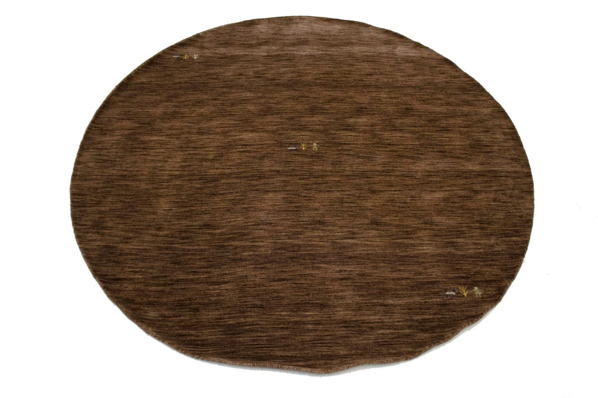 Solid Brown 8X8 Oriental Modern Round Rug