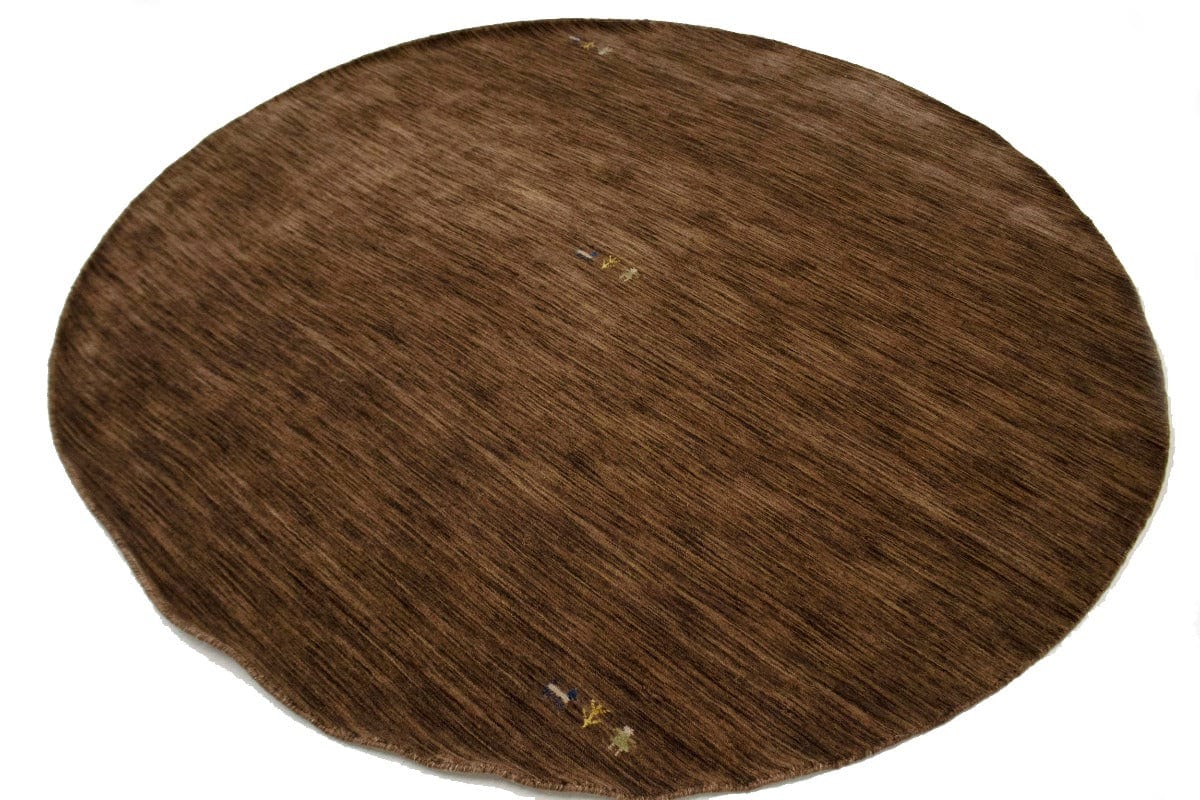 Solid Brown 8X8 Oriental Modern Round Rug