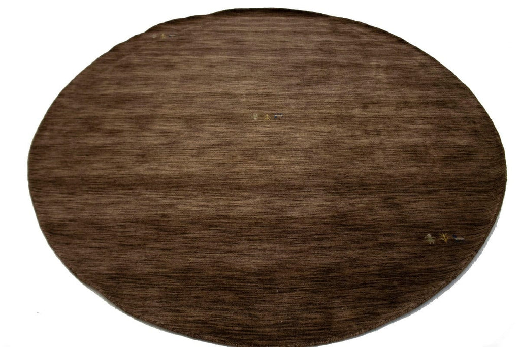 Solid Brown 8X8 Oriental Modern Round Rug