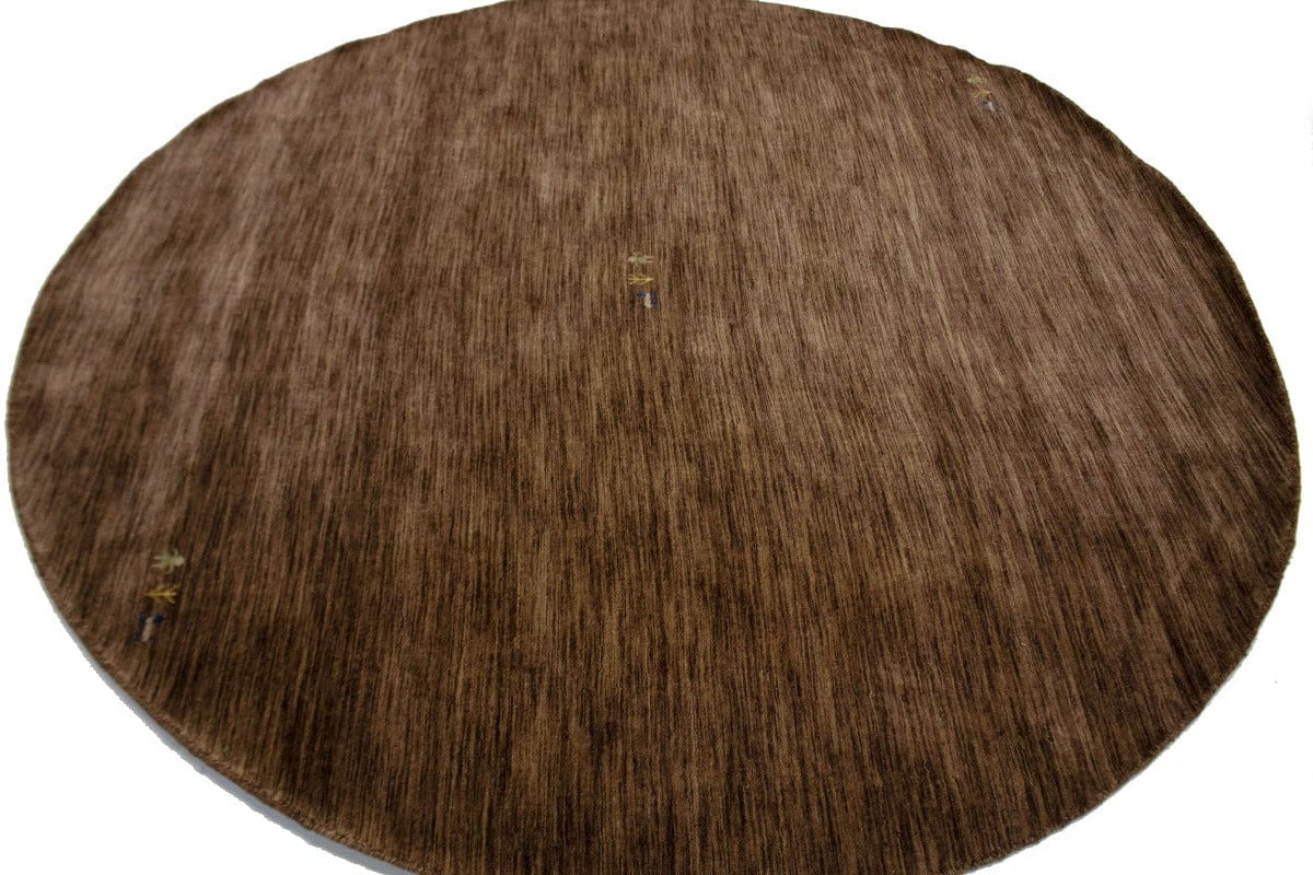 Solid Brown 8X8 Oriental Modern Round Rug