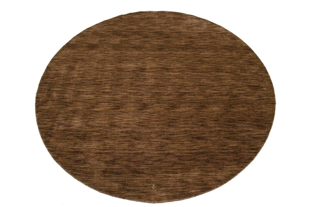 Solid Brown 8X8 Oriental Modern Round Rug