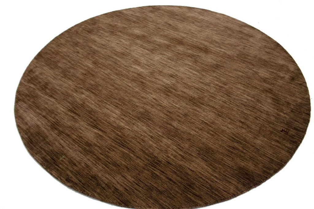 Solid Brown 8X8 Oriental Modern Round Rug