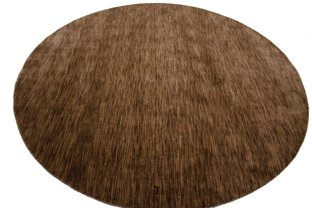 Solid Brown 8X8 Oriental Modern Round Rug