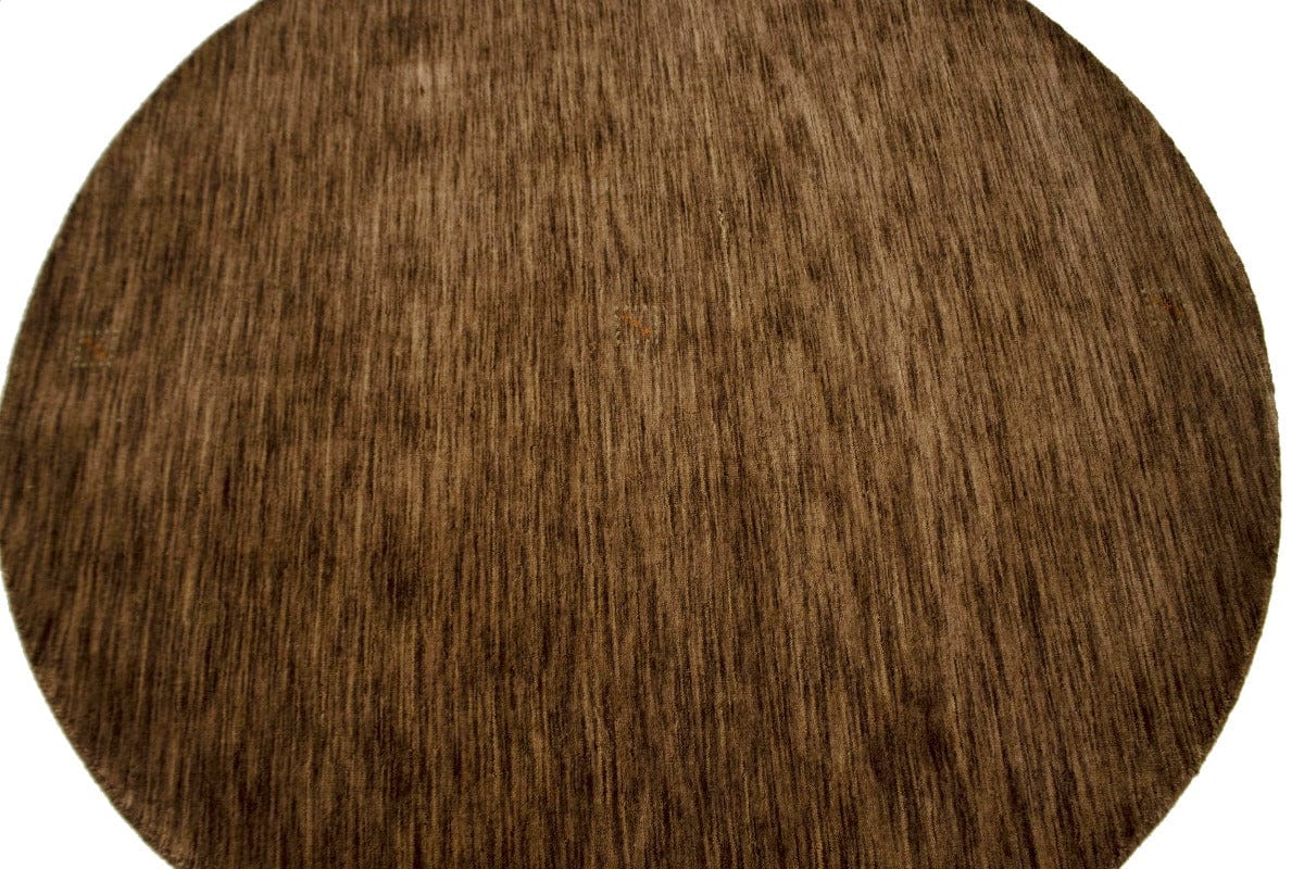 Solid Brown 6X6 Oriental Modern Round Rug