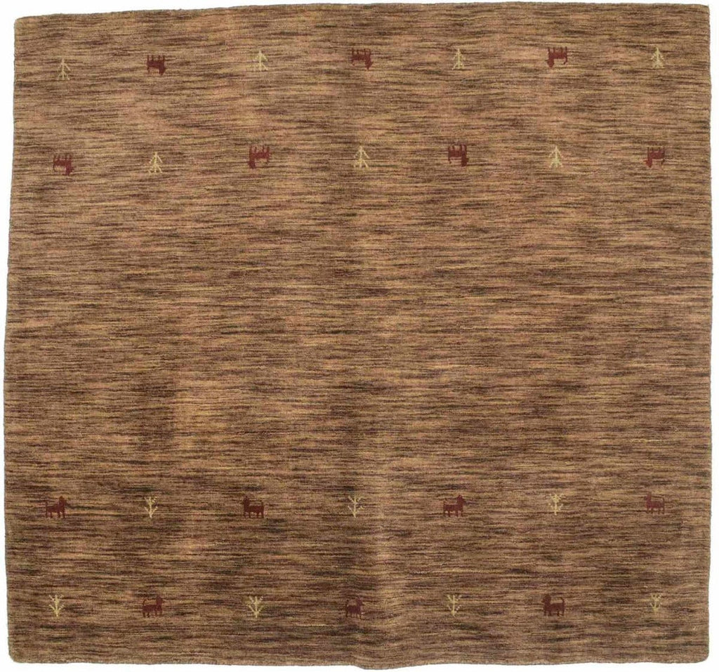 Solid Brown 5X5 Oriental Modern Square Rug