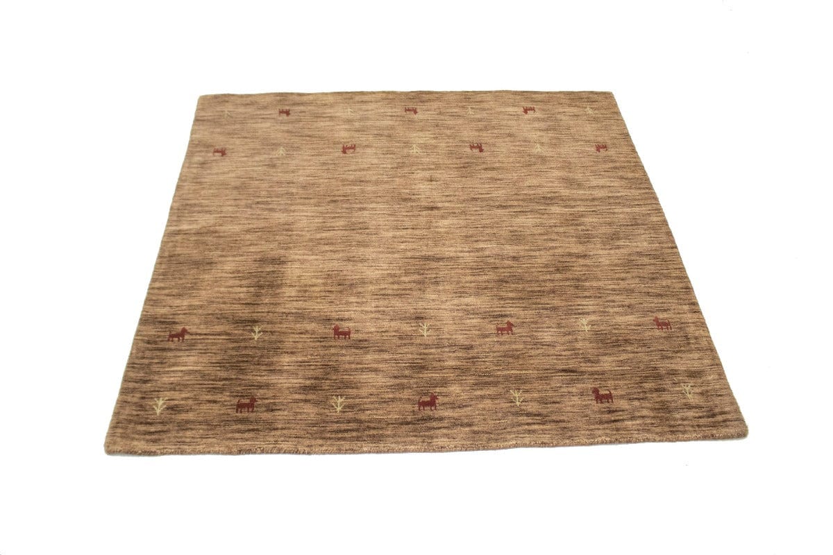 Solid Brown 5X5 Oriental Modern Square Rug