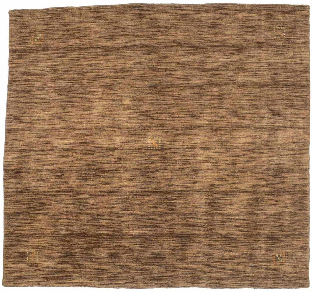 Solid Brown 5X5 Oriental Modern Square Rug