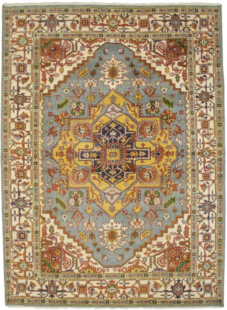 Gray Geometric 9X12 Heriz Serapi Oriental Rug