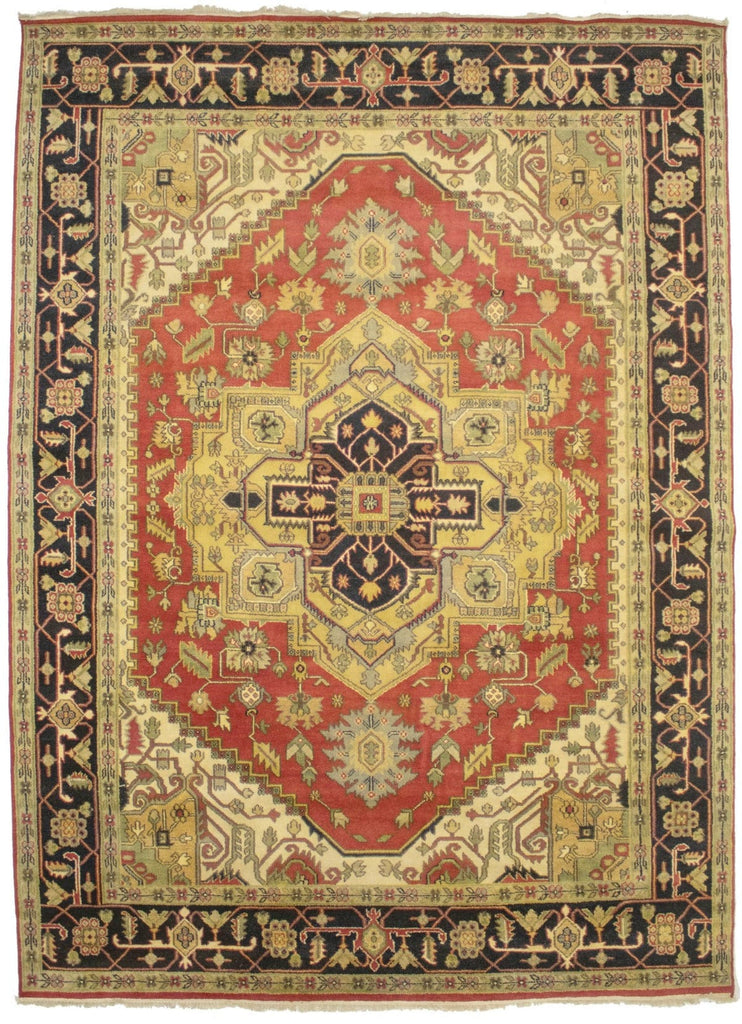 Orange-red Floral Tribal 10X14 Heriz Serapi Oriental Rug