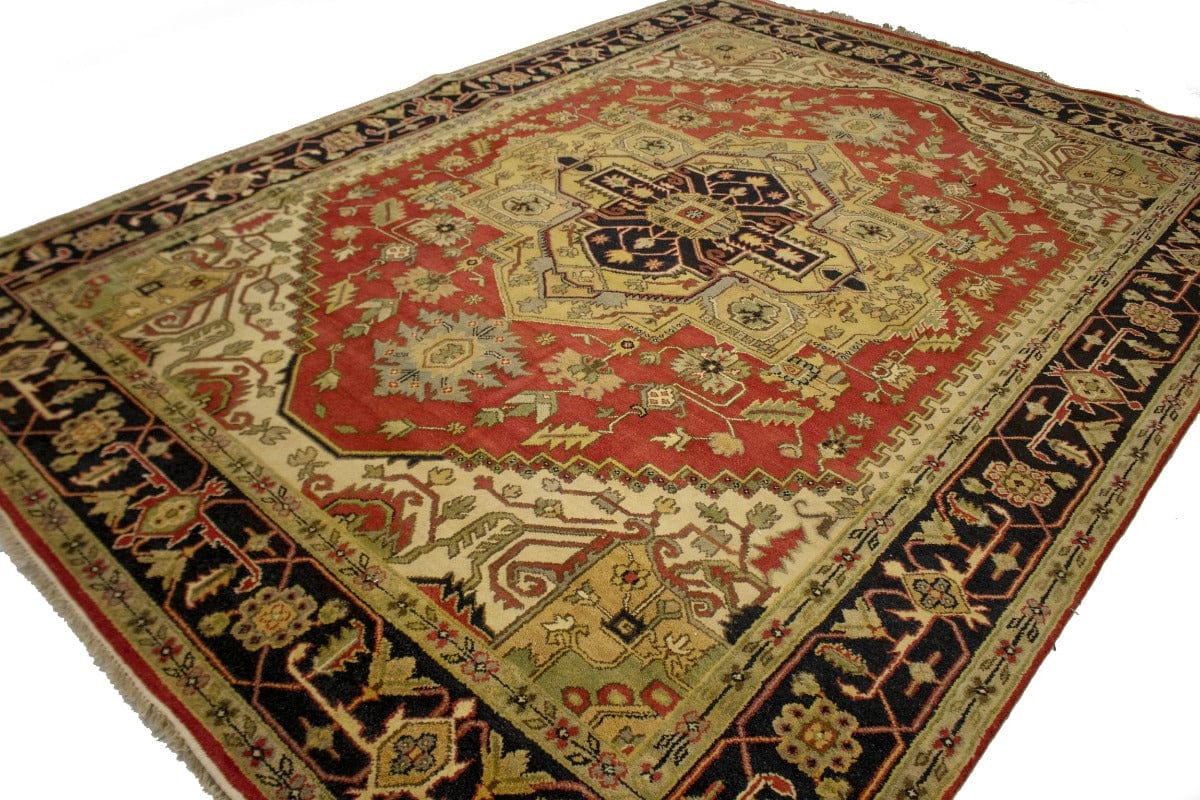 Orange-red Floral Tribal 10X14 Heriz Serapi Oriental Rug