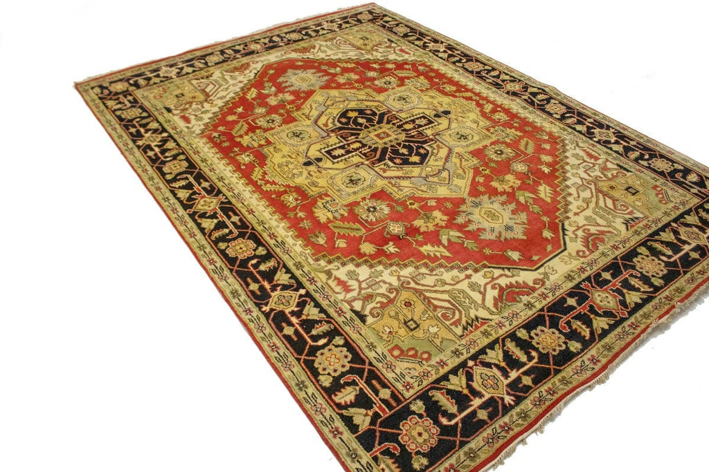 Orange-red Floral Tribal 10X14 Heriz Serapi Oriental Rug