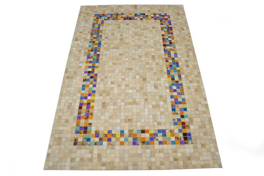 Multicolored Cowhide 4X6 Modern Leather Rug