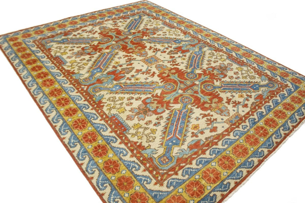 Cream Floral Geometric 8X10 Oriental Modern Rug