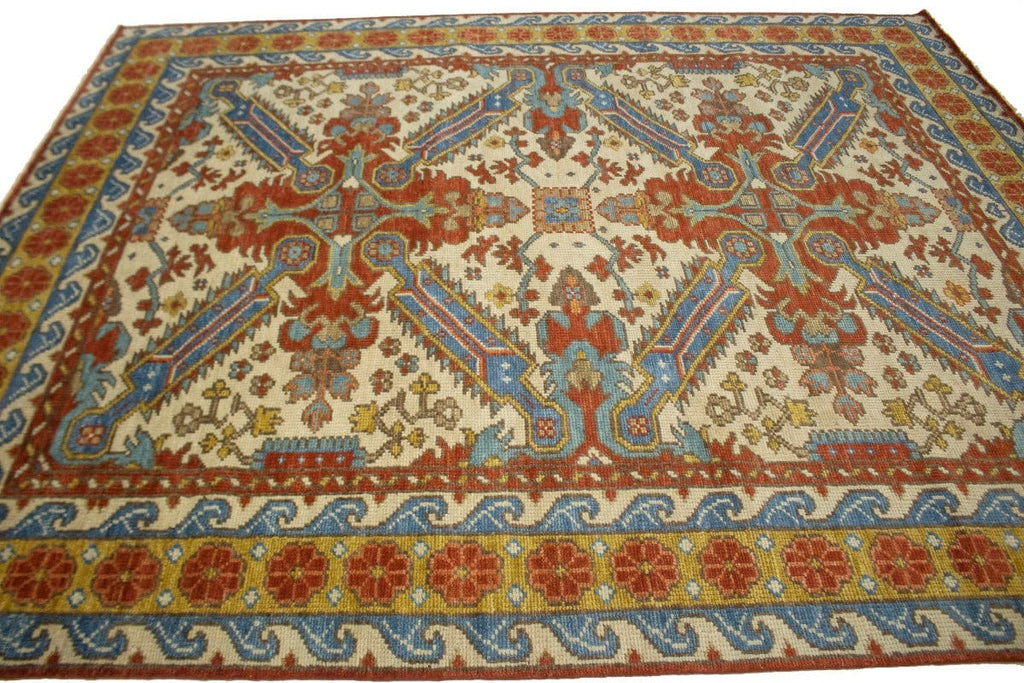 Cream Floral Geometric 8X10 Oriental Modern Rug