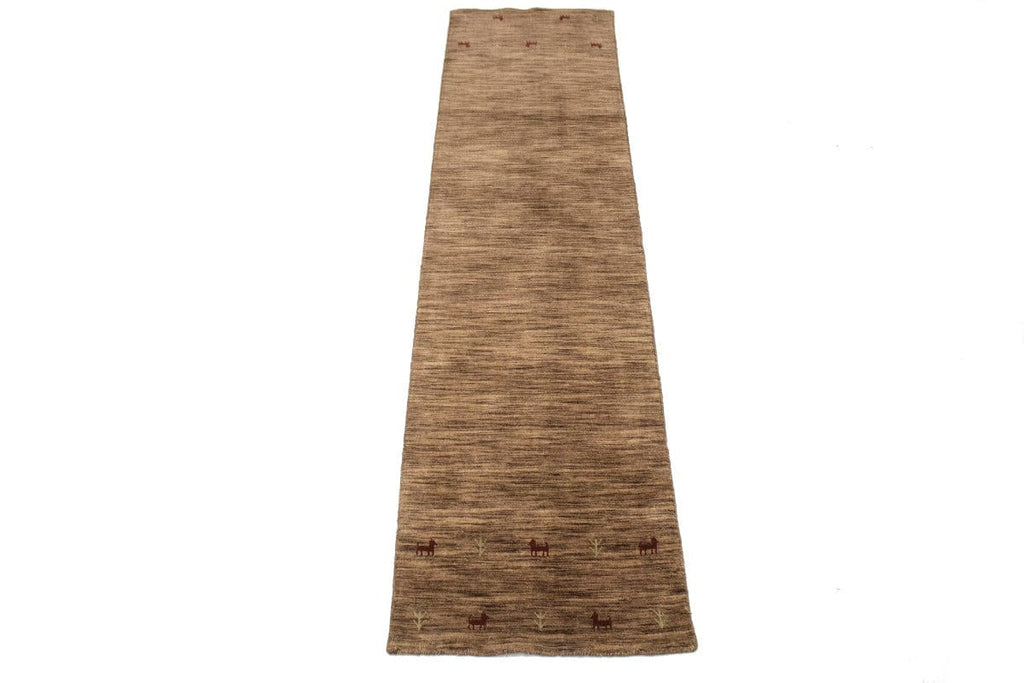 Solid Brown 3X12 Oriental Modern Runner Rug