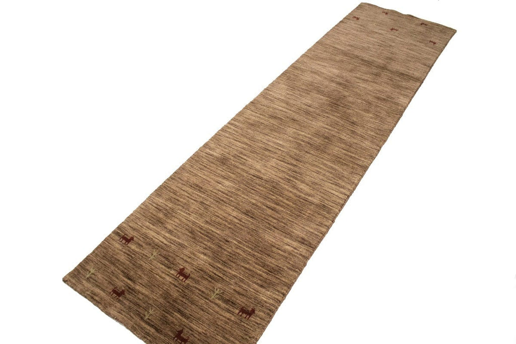 Solid Brown 3X12 Oriental Modern Runner Rug