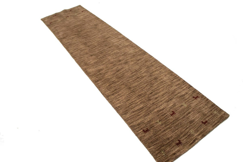 Solid Brown 3X12 Oriental Modern Runner Rug