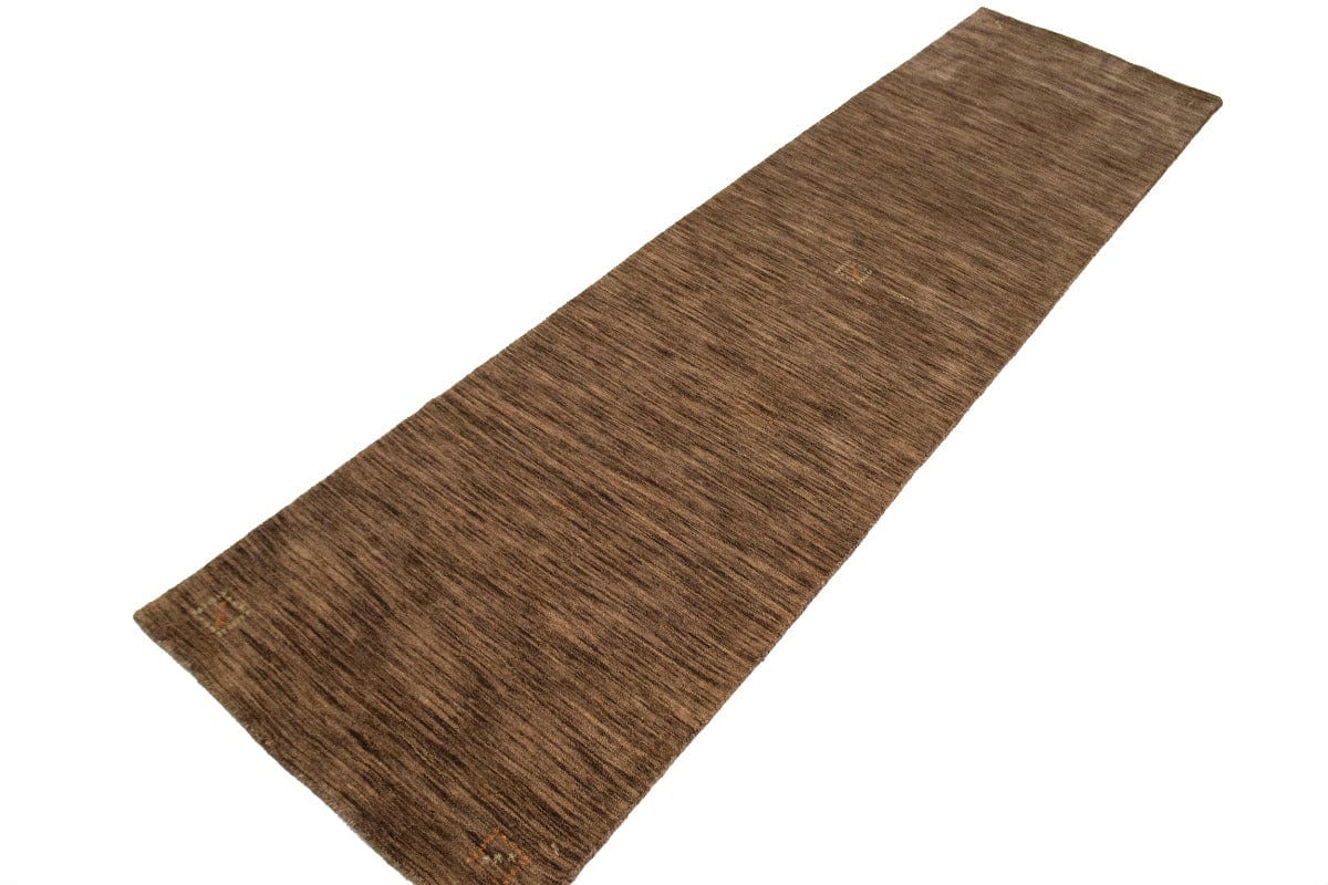 Solid Brown 3X10 Oriental Modern Runner Rug