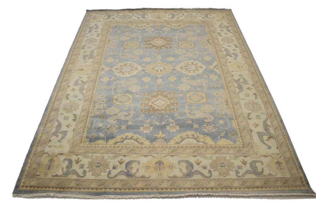 Gray Floral 10X13'5 Oushak Oriental Rug