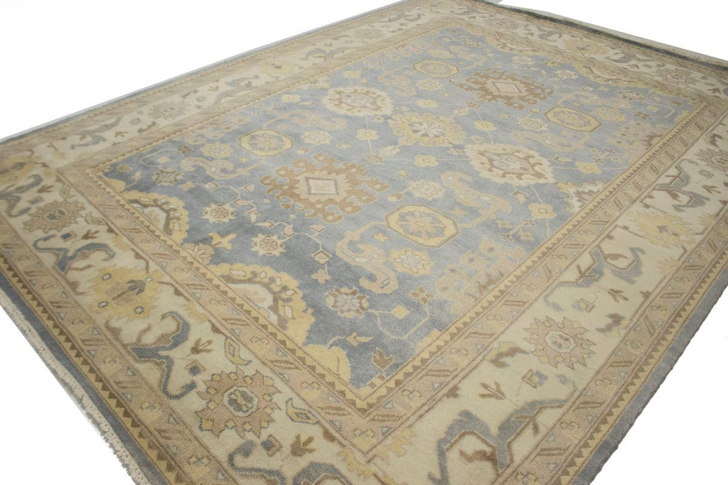 Gray Floral 10X13'5 Oushak Oriental Rug