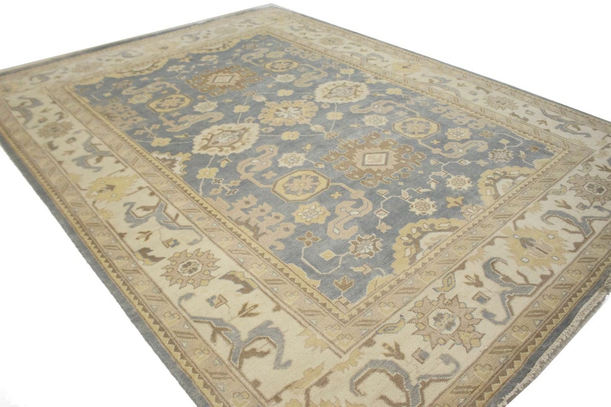 Gray Floral 10X13'5 Oushak Oriental Rug