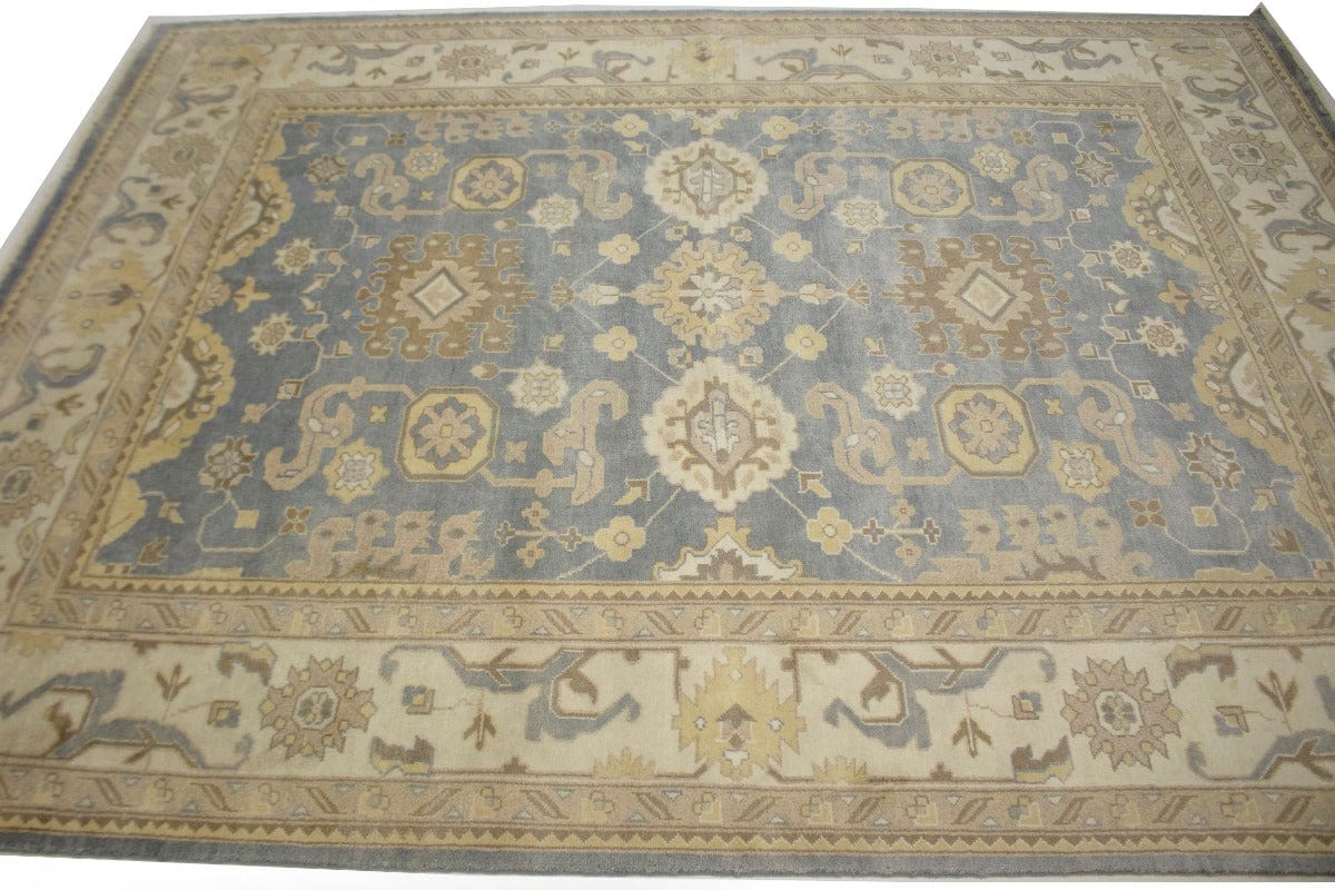 Gray Floral 10X13'5 Oushak Oriental Rug