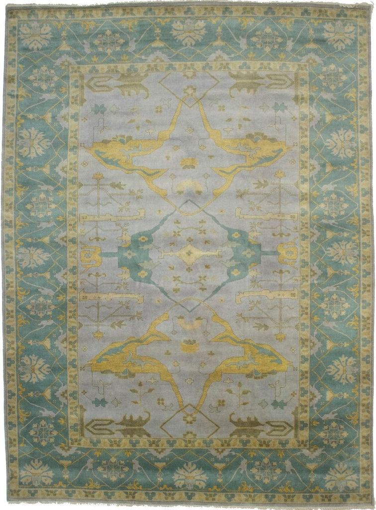 Light Gray Floral 10X14 Oushak Oriental Rug