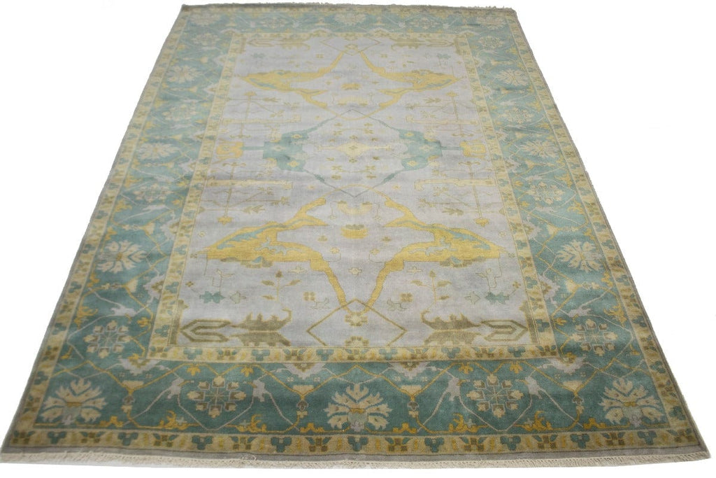 Light Gray Floral 10X14 Oushak Oriental Rug