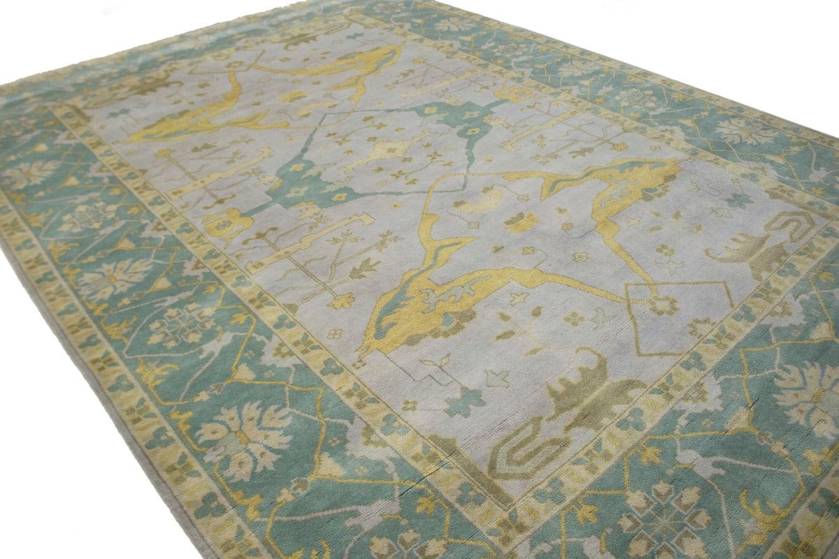 Light Gray Floral 10X14 Oushak Oriental Rug