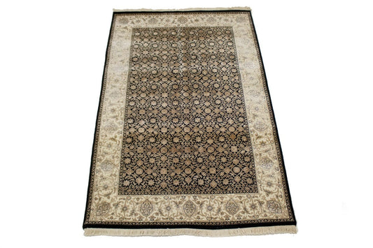 Black Floral Extra Fine 4X6 Herati Oriental Rug