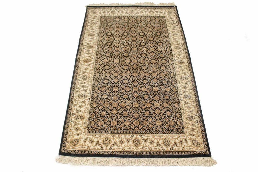 Black Floral Extra Fine 3X5 Herati Oriental Rug