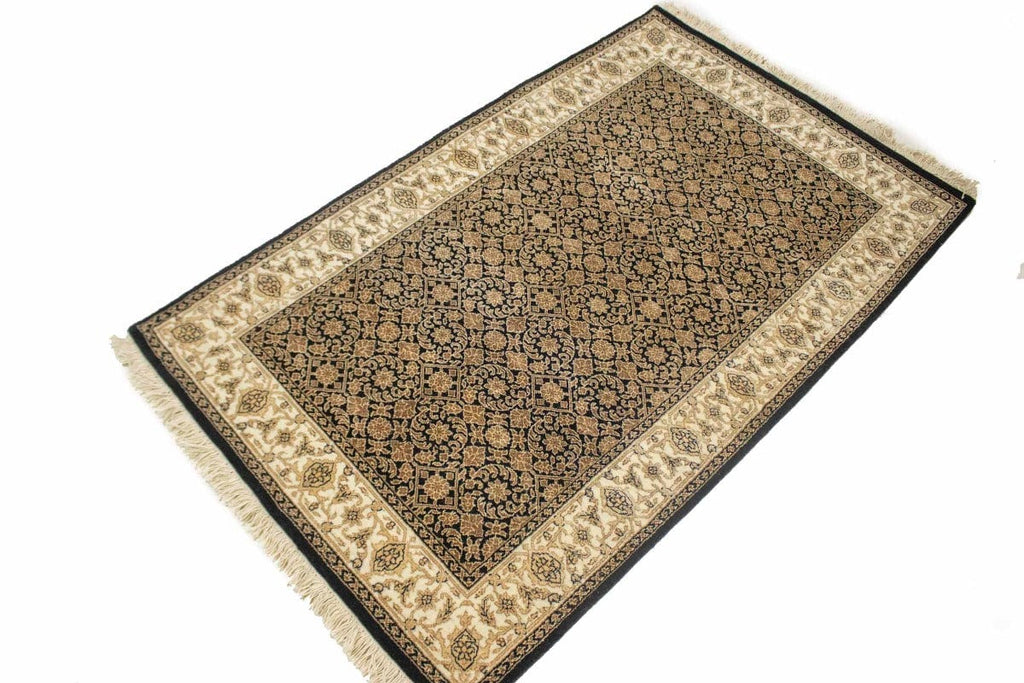 Black Floral Extra Fine 3X5 Herati Oriental Rug