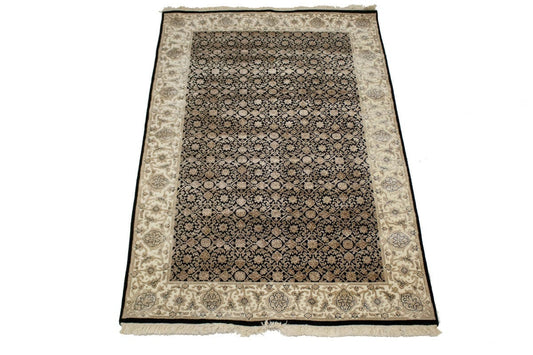 Black Floral Extra Fine 4X6 Herati Oriental Rug