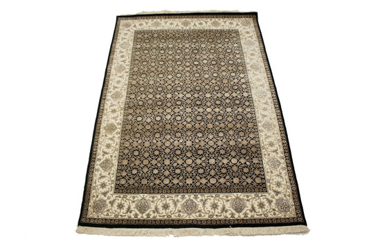 Black Floral Extra Fine 4'6X6'8 Herati Oriental Rug