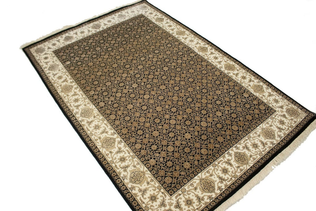 Black Floral Extra Fine 4'6X6'8 Herati Oriental Rug