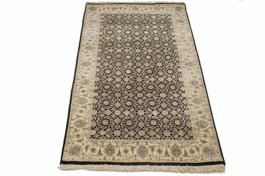 Black Floral Extra Fine 3X5 Herati Oriental Rug