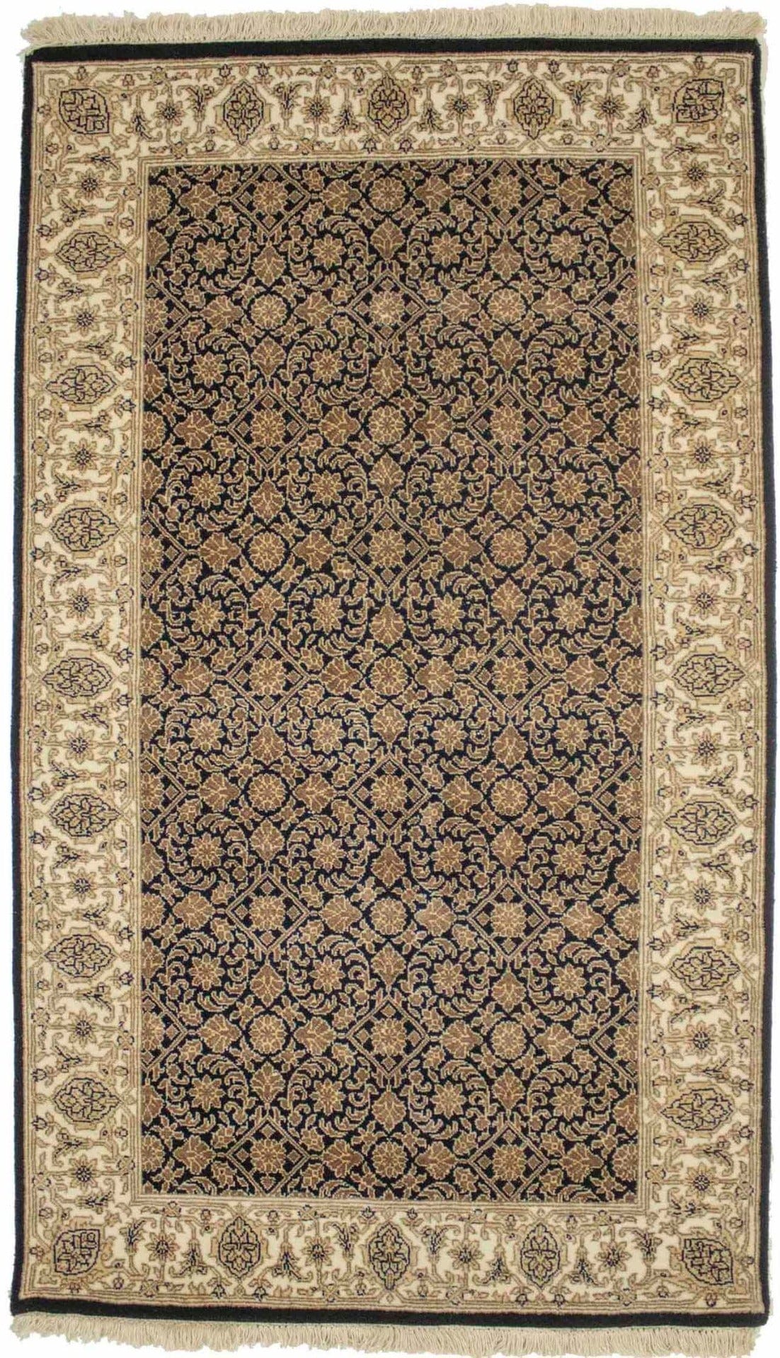 Black Floral Extra Fine 3X5 Herati Oriental Rug