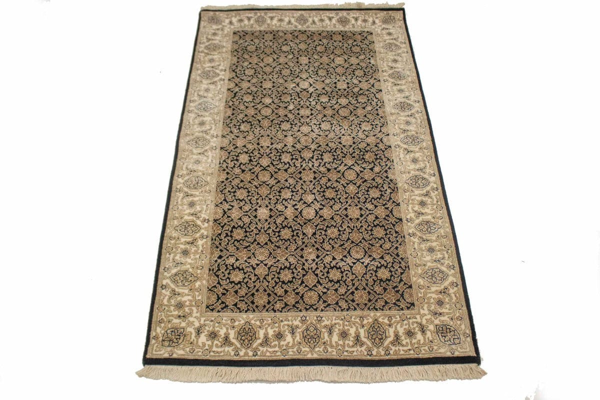 Black Floral Extra Fine 3X5 Herati Oriental Rug