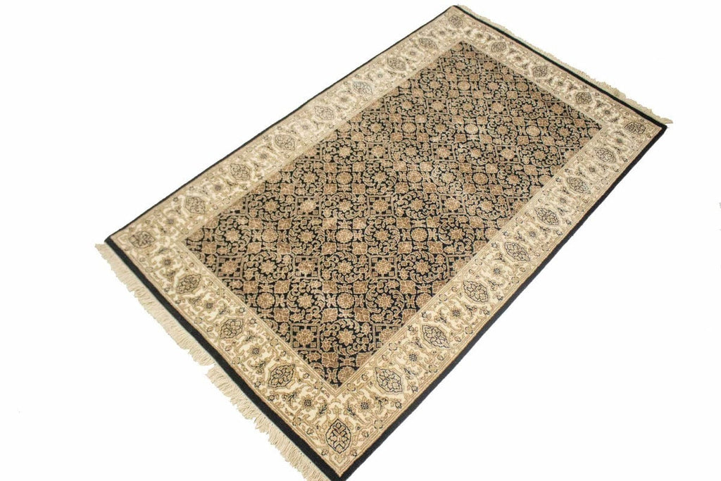 Black Floral Extra Fine 3X5 Herati Oriental Rug