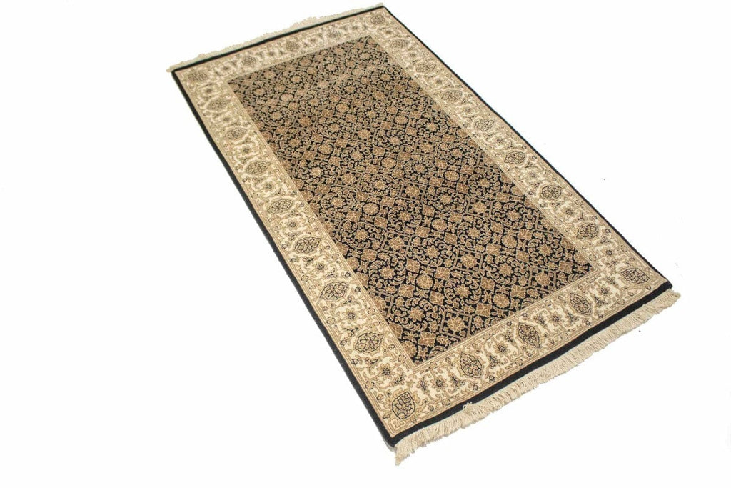 Black Floral Extra Fine 3X5 Herati Oriental Rug