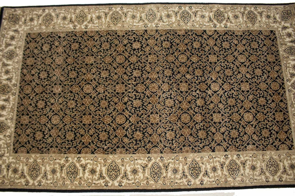 Black Floral Extra Fine 3X5 Herati Oriental Rug